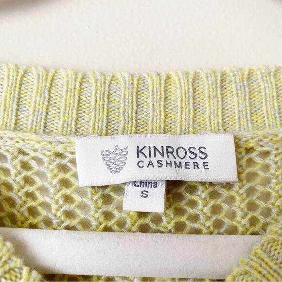 Kinross Cashmere | 100% Cashmere Sweater 3/4 Sleeve Yellow Small - Picture 4 of 5